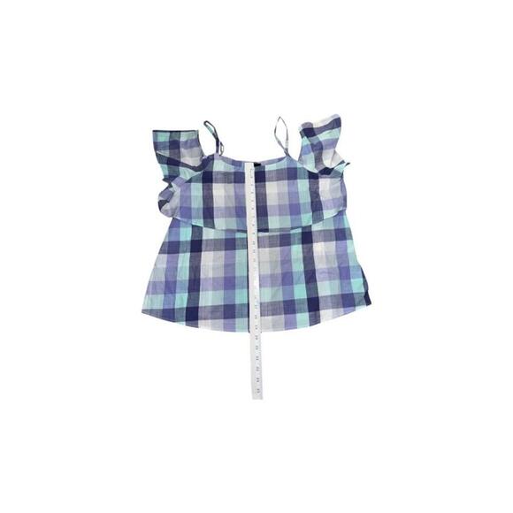 Bobeau Teal Purple White Boho Cropped Summer Top Size L. New - Picture 5 of 5